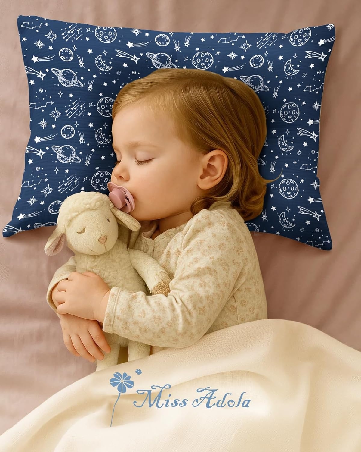 image:imageMiss Adola UltraSoft Cotton Toddler Pillowcase Set of 2 13x18 Breathable Kids Pillow Cases for Sensitive Skin Cute Cartoon with Envelope Closure for Baby Boys Girls Mermaids amp Sky BlueStar Lines