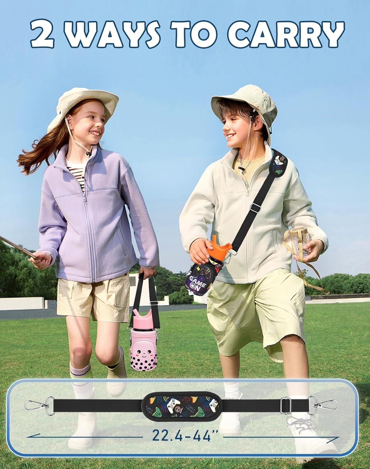 image:imageMiss Adola Water Bottle Carrier with Strap Insulated Kids Water Bottle Holder for Boys Girls Bottle Bag for 1018OzBlack Game On