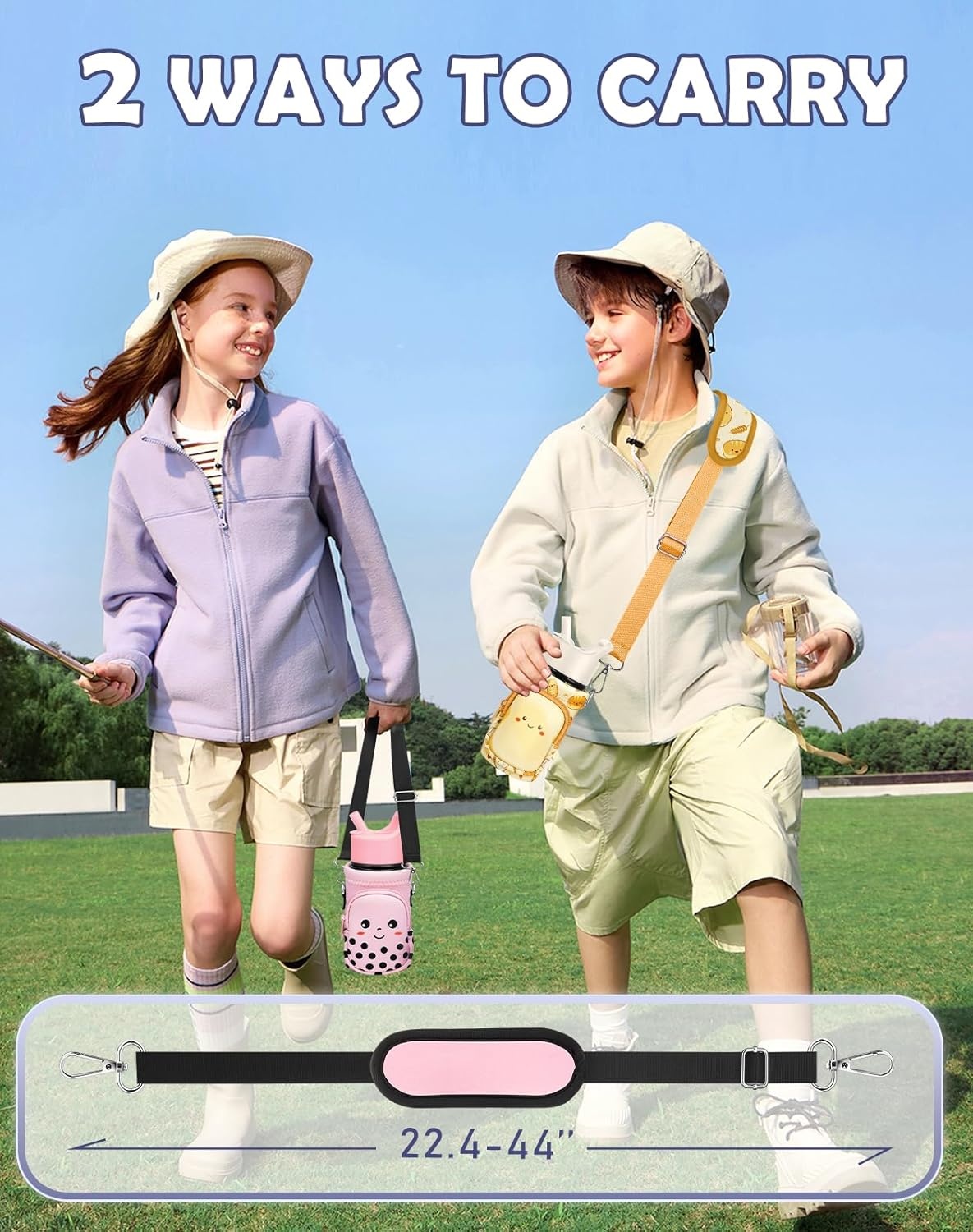 image:imageMiss Adola Water Bottle Carrier with Strap Insulated Kids Water Bottle Holder for Boys Girls Bottle Bag for 1018OzMilk Tea
