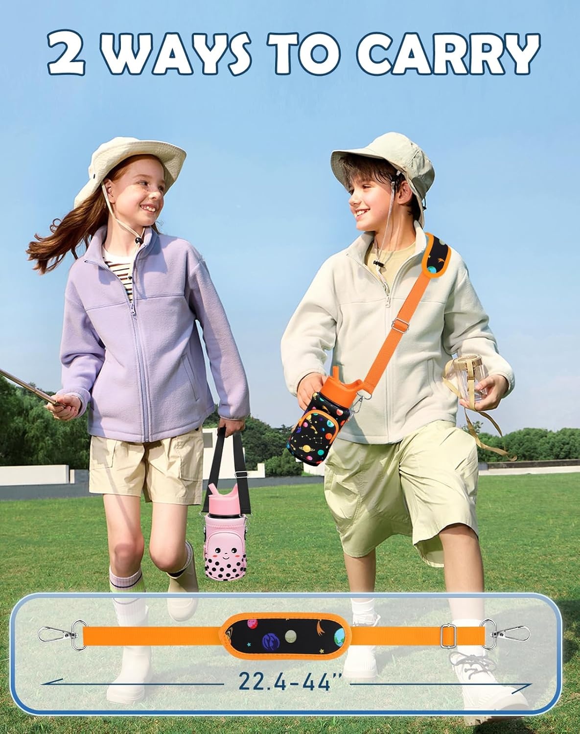 image:imageMiss Adola Water Bottle Carrier with Strap Insulated Kids Water Bottle Holder for Boys Girls Bottle Bag for 1018OzOrange Planet