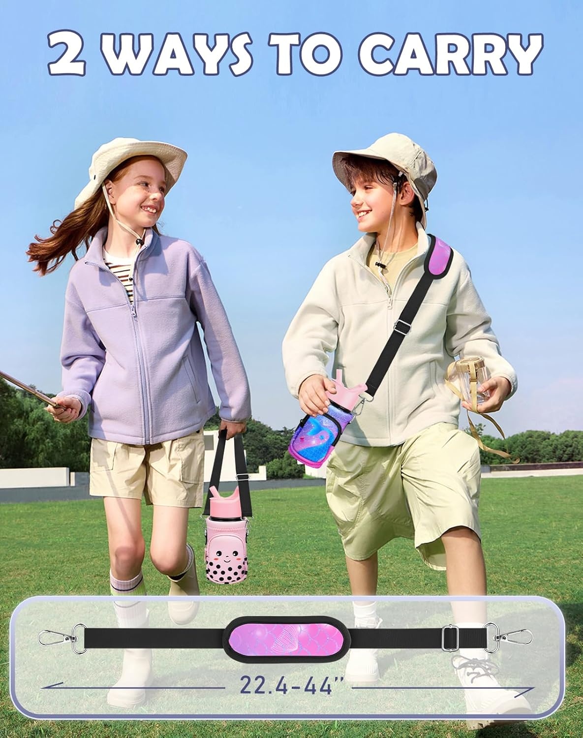 image:imageMiss Adola Water Bottle Carrier with Strap Insulated Kids Water Bottle Holder for Boys Girls Bottle Bag for 1018OzPurple Fishtail