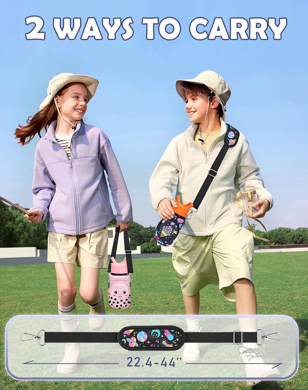 image:imageMiss Adola Water Bottle Carrier with Strap Insulated Kids Water Bottle Holder for Boys Girls Bottle Bag for 1018OzRainbow Ice Cream