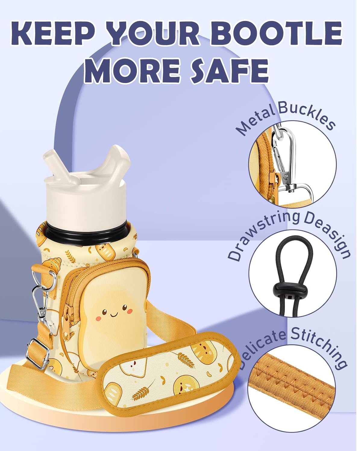 image:imageMiss Adola Water Bottle Carrier with Strap Insulated Kids Water Bottle Holder for Boys Girls Bottle Bag for 1018OzToast
