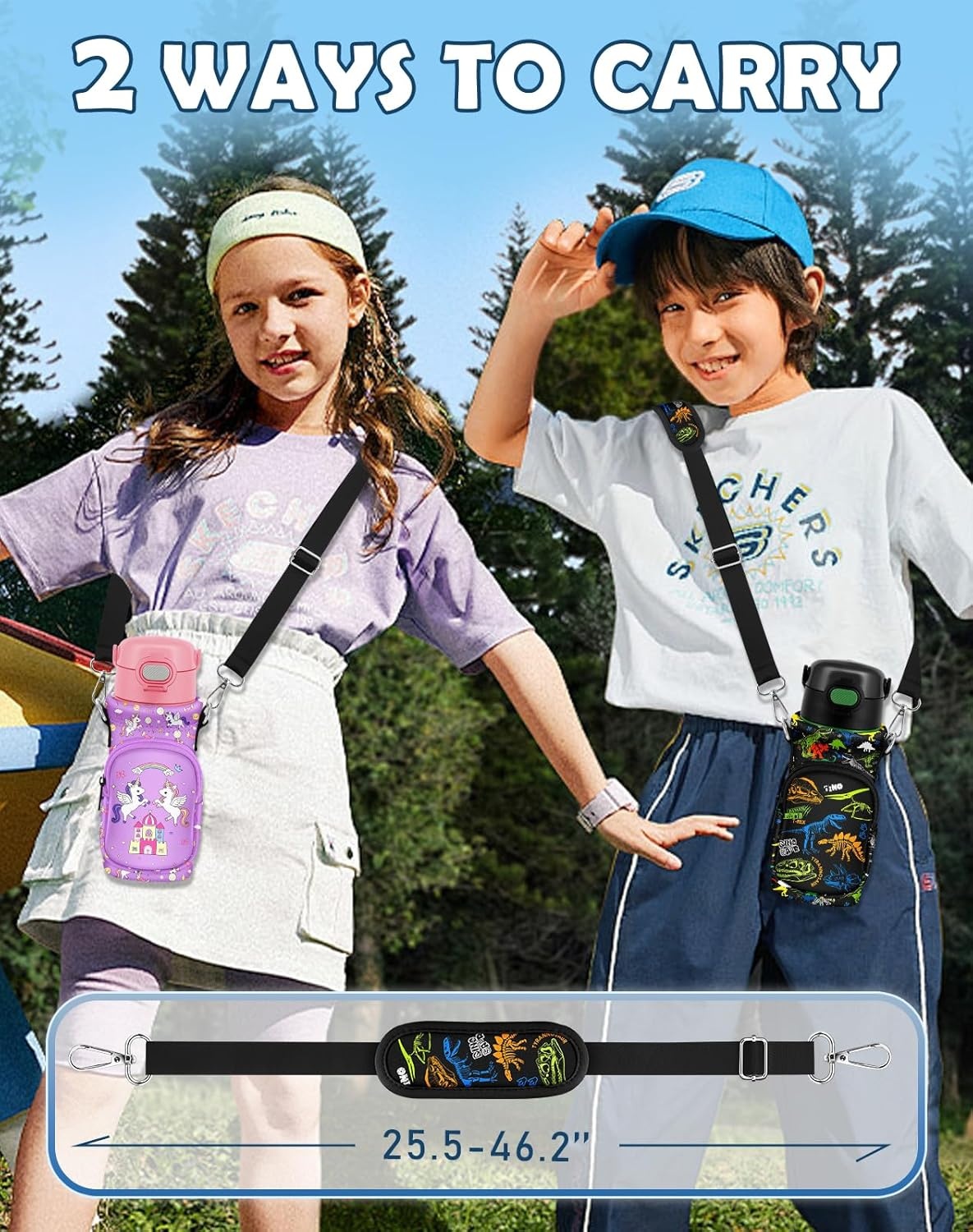 image:imageMiss Adola Water Bottle Carrier with Strap Insulated Neoprene Water Bottle Holder Bag with Pocket for 1420 ozDinosaur Bone