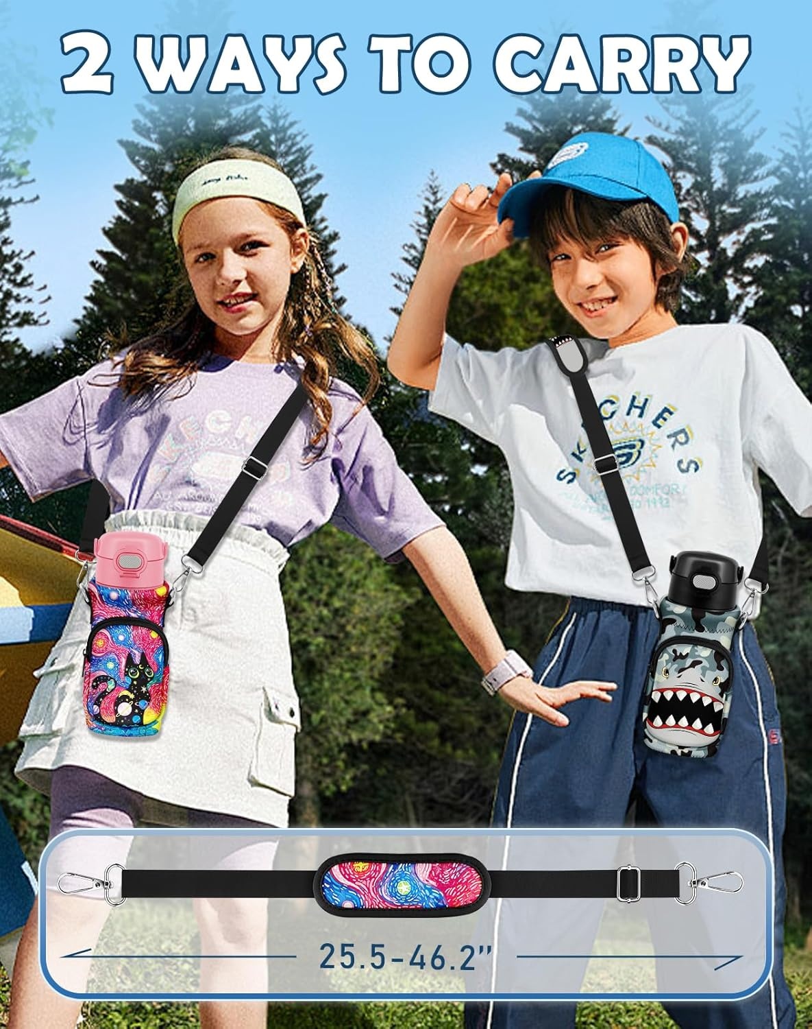 image:imageMiss Adola Water Bottle Carrier with Strap Insulated Neoprene Water Bottle Holder Bag with Pocket for 1420 ozStarry Sky Cat