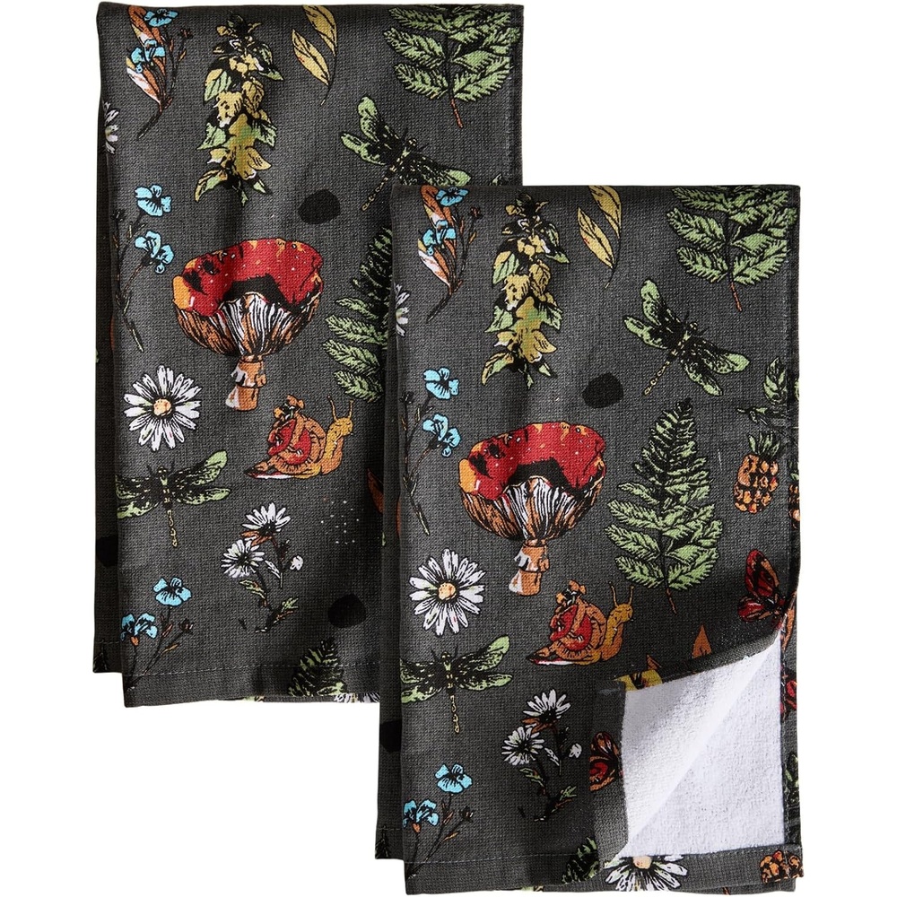 image:imageMiss Adola Cotton Kitchen Towels Set of 2 Cute Design 1626 Inch Dish Towels for Kitchen with Hanging Loop Beige Flower Quick Dry Hand Towels Soft amp Absorbent Decorative Terry Cloth Tea TowelsMushroom