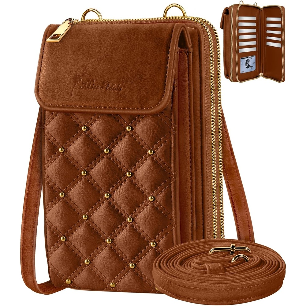 image:imageMiss Adola Crossbody Phone Purse for Women Cute Small Bags Cellphone Wallet RFID Blocking with Strap Zipper and Card SlotsYellow