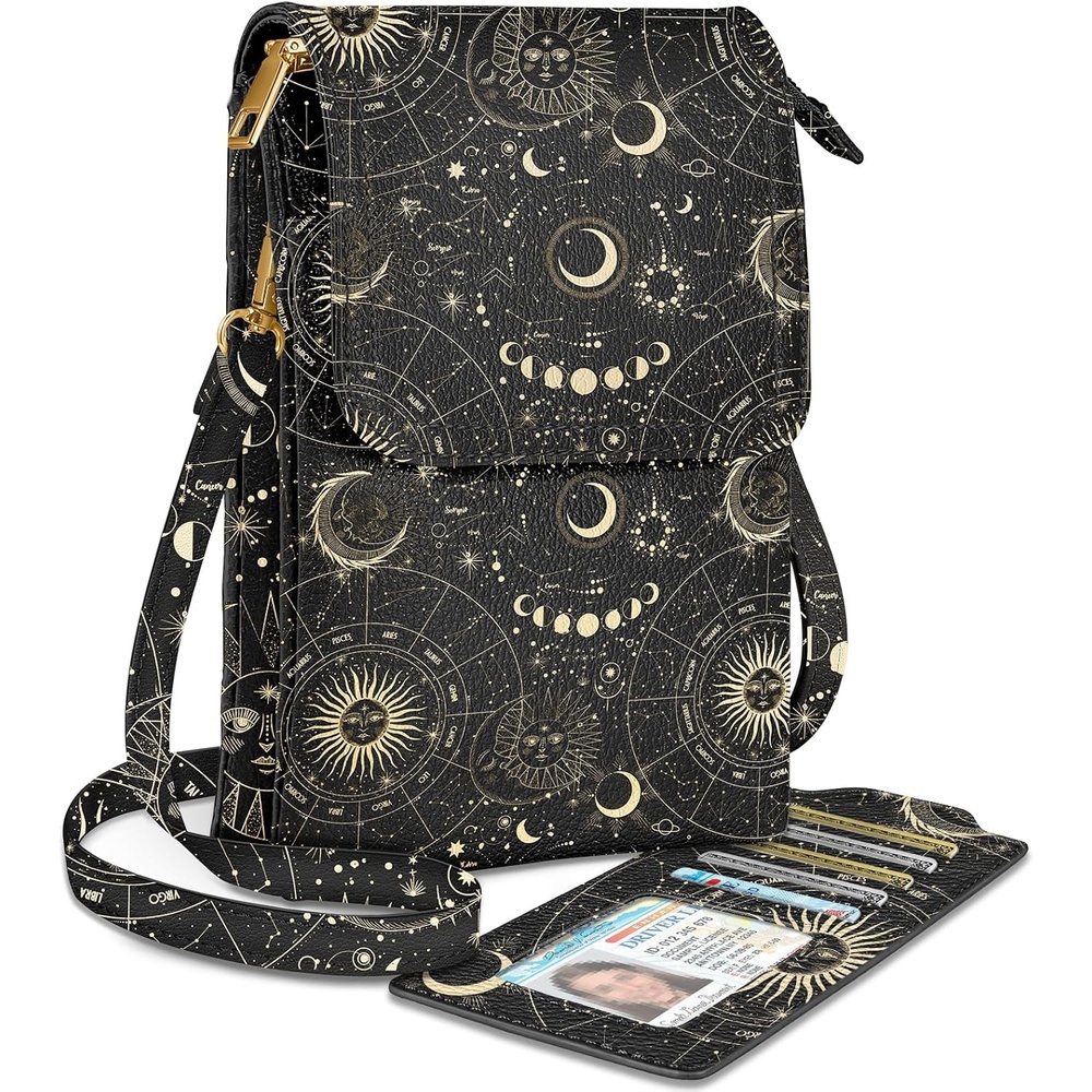 image:imageMiss Adola Small Crossbody Phone Purse for Women Cute Cell Phone Wallet Leather Cross Body Bags with Card Holder SlotConstellation