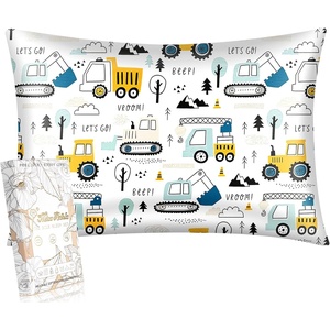 image:imageMiss Adola 1Pc Silk Pillowcase for Kids  30x20 Queen 19 Momme Mulberry Silk Pillow Case with Hidden Zipper for Hair and Skin Cute Cartoon for Toddlers Teens Boys Girls Pink Girl ShadowCar Element