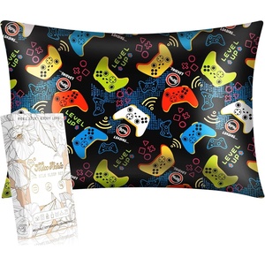image:imageMiss Adola 1Pc Silk Pillowcase for Kids  30x20 Queen 19 Momme Mulberry Silk Pillow Case with Hidden Zipper for Hair and Skin Cute Cartoon for Toddlers Teens Boys Girls Pink Girl ShadowBlack Game