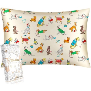 image:imageMiss Adola 1Pc Silk Pillowcase for Kids  30x20 Queen 19 Momme Mulberry Silk Pillow Case with Hidden Zipper for Hair and Skin Cute Cartoon for Toddlers Teens Boys Girls Pink Girl ShadowCartoon Puppy