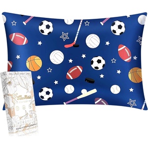 image:imageMiss Adola 1Pc Silk Pillowcase for Kids  30x20 Queen 19 Momme Mulberry Silk Pillow Case with Hidden Zipper for Hair and Skin Cute Cartoon for Toddlers Teens Boys Girls Pink Girl ShadowBlue Ballgame