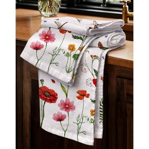 image:imageMiss Adola 2pcs Waffle Kitchen Towels  16x26 Inch Cotton Waffle Weave Dish Cloths Set of 2 with Hanging Loop Absorbent Hand Tea Towels Fruits Design for Housewarming Gift CitrusWildflower
