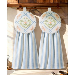 image:imageMiss Adola Cotton Hanging Hand Towels  2pcs Hand Drying Towels for Kitchen Bathroom with Hanging Loop Cute Decorative Soft Terry Cloth Kitchen Towel with Strawberry Design for Housewarming GiftsRustic Chic