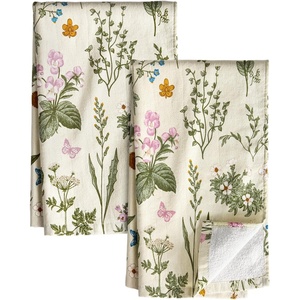image:imageMiss Adola Cotton Kitchen Towels Set of 2  Cute Design 1626 Inch Dish Towels for Kitchen with Hanging Loop Beige Flower Quick Dry Hand Towels Soft amp Absorbent Decorative Terry Cloth Tea TowelsLine Flower