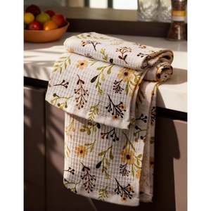image:imageMiss Adola Cotton Waffle Kitchen Towels  Cute 370 GSM 16x25 Inch Terry Cloth Waffle Decorative Dishcloth for Kitchen Set of 2 with Hanging Loops Absorbent Hand Tea Towel for Home Design FishFlower