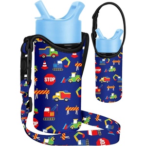 image:imageMiss Adola Excavator Car Neoprene Crossbody Water Bottle Carrier with Strap 1016 oz Orange Cartoon Pattern Handheld and Crossbody Gym Camping Parks