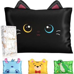 image:imageMiss Adola Kids Pillowcases Standard Size 20x26  Cute Cartoon Soft Breathable Silk Pillow Cases for Hair and Skin with Hidden Zipper for Girls Fun Kawaii Design for Bedding Fish TailBlack Cat