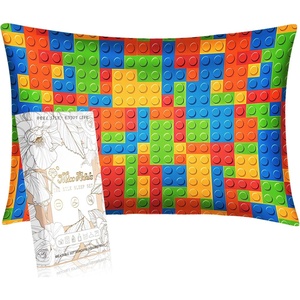 image:imageMiss Adola Kids Silk Pillowcase  1Pc Queen Size 30 x 20 Inches 19 Momme Mulberry Silk Pillow Case with Hidden Zipper for Toddlers Teens Girls Boys Hair and Skin Strawberry CatColorful Blocks