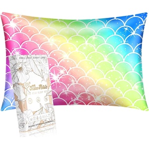 image:imageMiss Adola Kids Silk Pillowcase  1Pc Queen Size 30 x 20 Inches 19 Momme Mulberry Silk Pillow Case with Hidden Zipper for Toddlers Teens Girls Boys Hair and Skin Strawberry CatColorful Scales