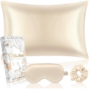image:imageMiss Adola Mulberry Silk Pillowcase Set  1 Pc Silk Pillowcase with Eye Mask amp Scrunchie Soft Standard 20x26 Pillow Case for Hair and Skin Sleeping Gift for Women Blush PinkGold