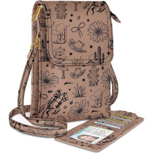 image:imageMiss Adola Small Crossbody Phone Purse for Women  Cute Cell Phone Wallet Leather Cross Body Bags with Card Holder SlotBrown Plant