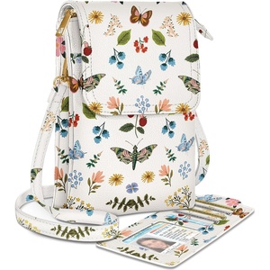 image:imageMiss Adola Small Crossbody Phone Purse for Women  Cute Cell Phone Wallet Leather Cross Body Bags with Card Holder SlotButterfly Flower