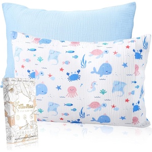 image:imageMiss Adola UltraSoft Cotton Toddler Pillowcase Set of 2 13x18 Breathable Kids Pillow Cases for Sensitive Skin Cute Cartoon with Envelope Closure for Baby Boys Girls Mermaids amp Sky BlueCartoon Ocean