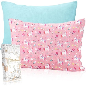 image:imageMiss Adola UltraSoft Cotton Toddler Pillowcase Set of 2 13x18 Breathable Kids Pillow Cases for Sensitive Skin Cute Cartoon with Envelope Closure for Baby Boys Girls Mermaids amp Sky BlueFlower Unicorn