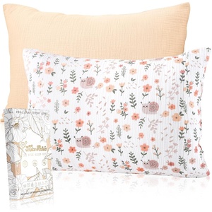 image:imageMiss Adola UltraSoft Cotton Toddler Pillowcase Set of 2 13x18 Breathable Kids Pillow Cases for Sensitive Skin Cute Cartoon with Envelope Closure for Baby Boys Girls Mermaids amp Sky BlueSnail PK Flower