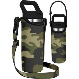 image:imageMiss Adola Water Bottle Carrier with Strap  Handheld Kids Water Bottle Holder for 1016 oz  1420 oz Cute Cartoon Design Neoprene Crossbody Bottle Sling Bag for Boys GirlsGreen Camo