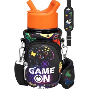 image:imageMiss Adola Water Bottle Carrier with Strap  Insulated Kids Water Bottle Holder for Boys Girls Bottle Bag for 1018OzBlack Game On