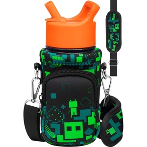 image:imageMiss Adola Water Bottle Carrier with Strap  Insulated Kids Water Bottle Holder for Boys Girls Bottle Bag for 1018OzGreen World