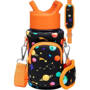image:imageMiss Adola Water Bottle Carrier with Strap  Insulated Kids Water Bottle Holder for Boys Girls Bottle Bag for 1018OzOrange Planet