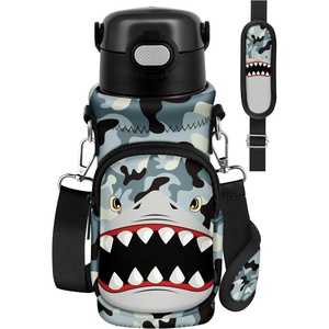 image:imageMiss Adola Water Bottle Carrier with Strap  Insulated Neoprene Water Bottle Holder Bag with Pocket for 1420 ozCamo Shark