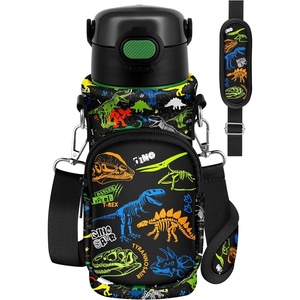 image:imageMiss Adola Water Bottle Carrier with Strap  Insulated Neoprene Water Bottle Holder Bag with Pocket for 1420 ozDinosaur Bone