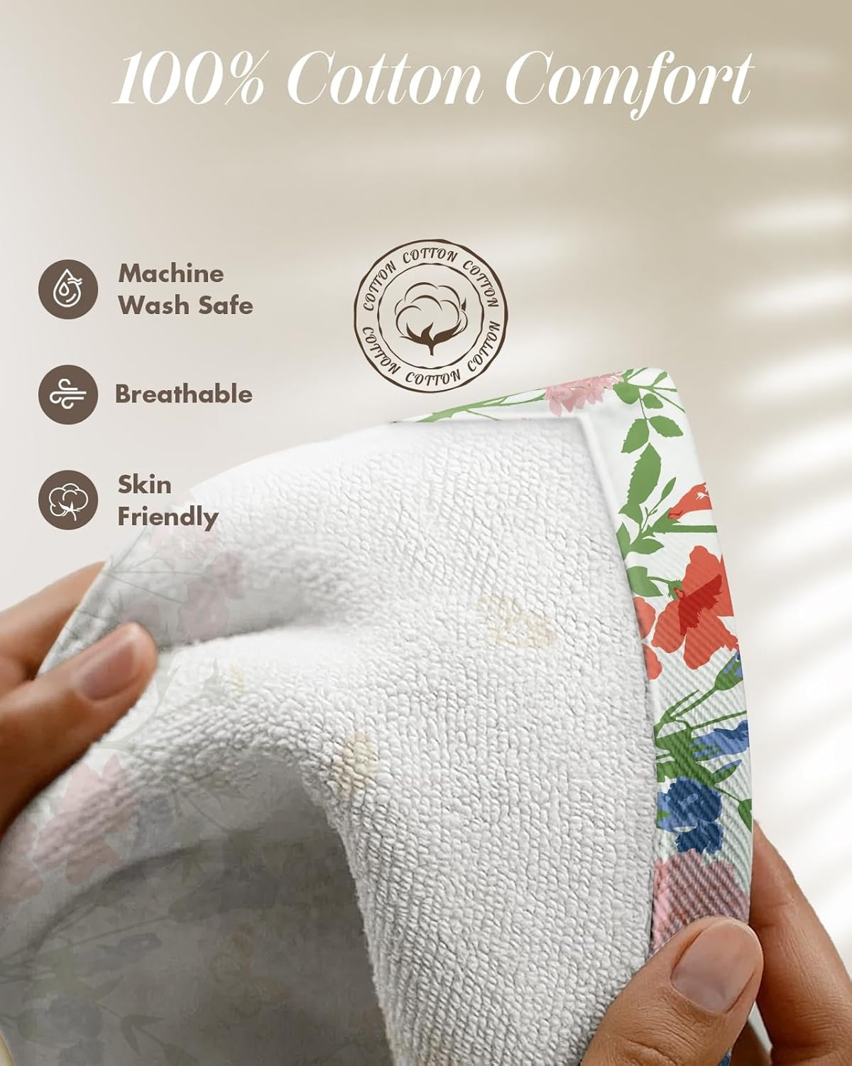 image:imageMiss Adola 270 GSM Cotton Kitchen Towels Oven Mitt and Pot Holder 4 Pack Kitchen Decor and Accessories Set Cute Farmhouse Boho Quilted Lining Heat Resistant Set with Hanging Loop Black MushroomRetro Flower