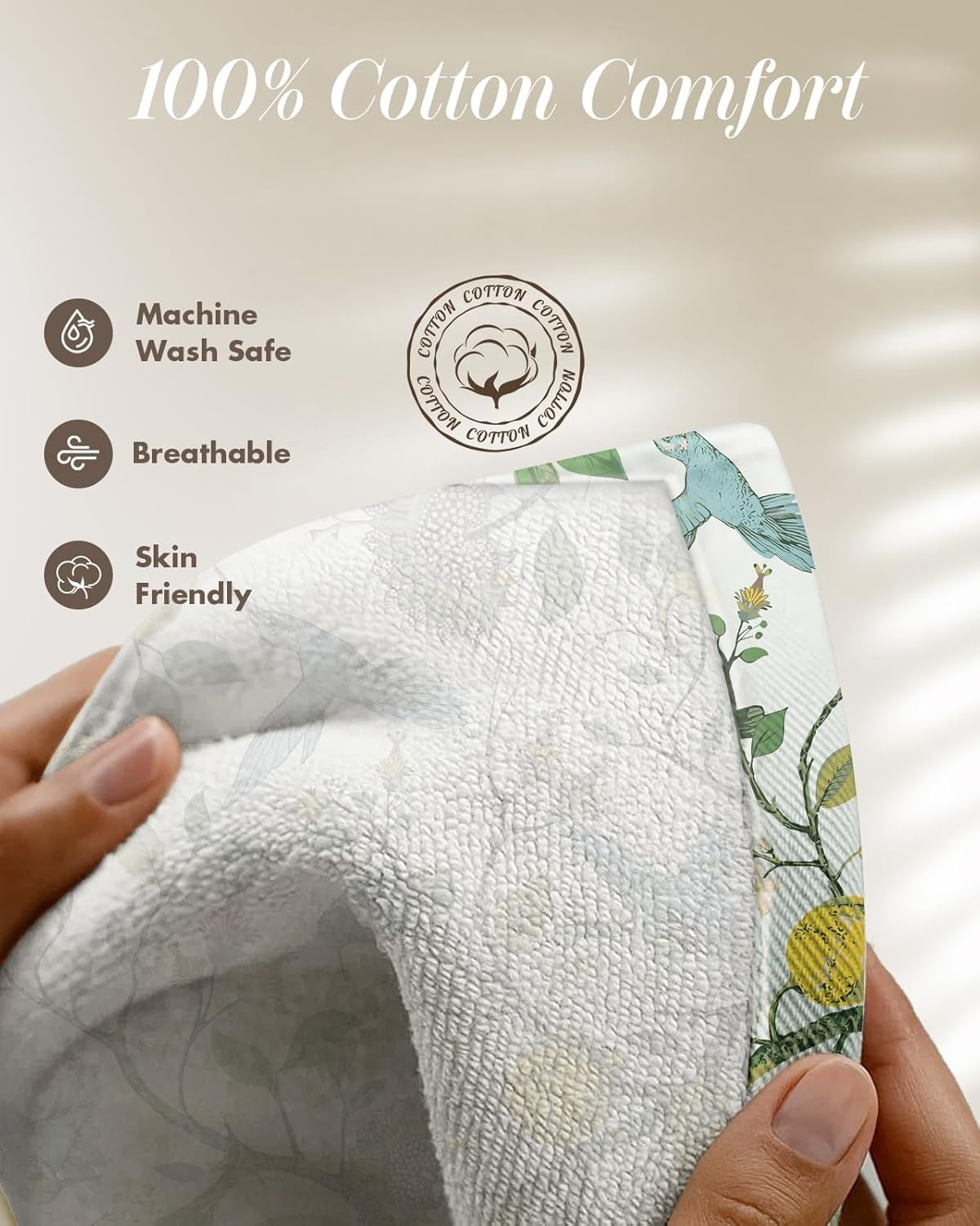 image:imageMiss Adola 270 GSM Cotton Kitchen Towels Oven Mitt and Pot Holder 4 Pack Kitchen Decor and Accessories Set Cute Farmhouse Boho Quilted Lining Heat Resistant Set with Hanging Loop Black MushroomLemon Bird