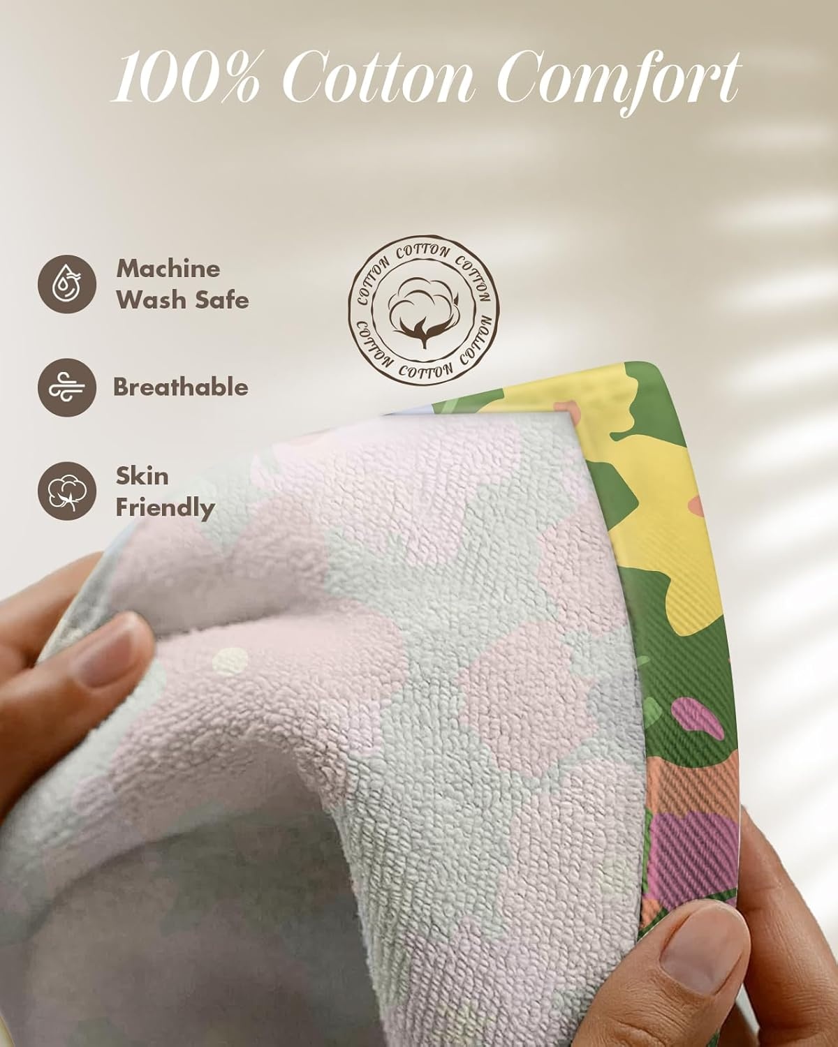 image:imageMiss Adola 270 GSM Cotton Kitchen Towels Oven Mitt and Pot Holder 4 Pack Kitchen Decor and Accessories Set Cute Farmhouse Boho Quilted Lining Heat Resistant Set with Hanging Loop Black MushroomCat Flower