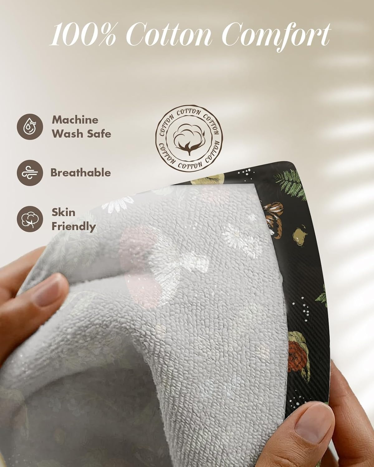 image:imageMiss Adola 270 GSM Cotton Kitchen Towels Oven Mitt and Pot Holder 4 Pack Kitchen Decor and Accessories Set Cute Farmhouse Boho Quilted Lining Heat Resistant Set with Hanging Loop Black MushroomBlack Mushroom