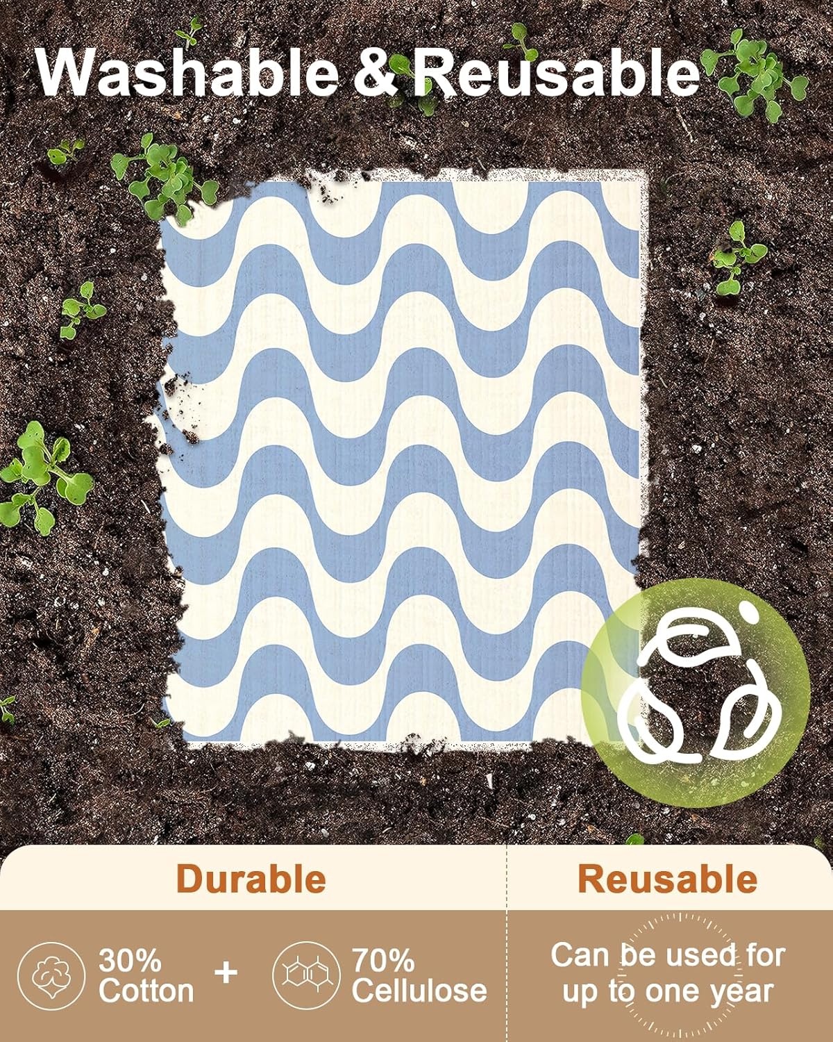 image:imageMiss Adola Swedish Dishcloths for Kitchen with Hooks Reusable Dish Cloths for Washing Dishes Fast Drying Cute Fun 5 Pack Swedish Dish Towels Washable Cleaning Sponge Blue GeometricalBlue White Geometrical