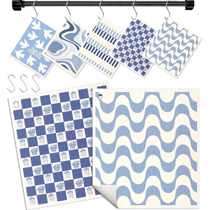 image:imageMiss Adola Swedish Dishcloths for Kitchen with Hooks  Reusable Dish Cloths for Washing Dishes Fast Drying Cute Fun 5 Pack Swedish Dish Towels Washable Cleaning Sponge Blue GeometricalBlue White Geometrical