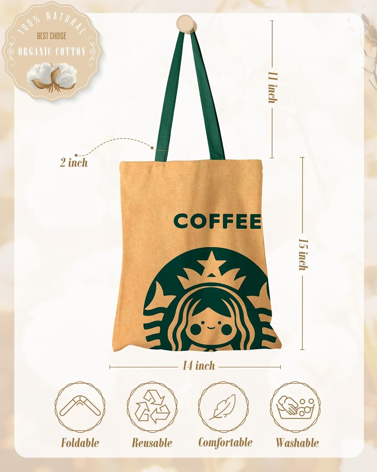 image:imageMiss Adola Aesthetic Canvas Tote Bag Reusable Shoulder Tote Bag for Women Lady Casual Vacation Shopping Work GymCoffee Girl