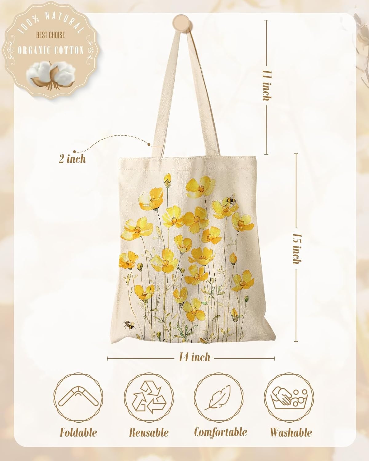 image:imageMiss Adola Aesthetic Canvas Tote Bag Reusable Shoulder Tote Bag for Women Lady Casual Vacation Shopping Work GymDaisy