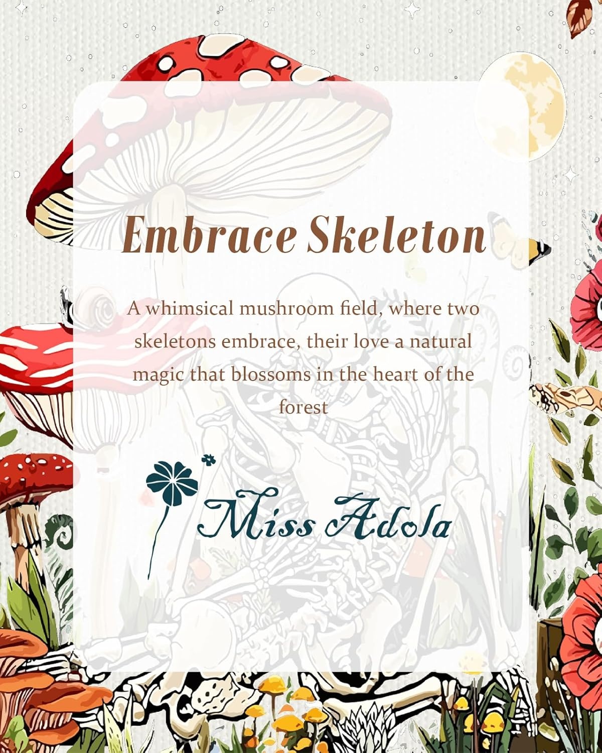 image:imageMiss Adola Aesthetic Canvas Tote Bag Reusable Shoulder Tote Bag for Women Lady Casual Vacation Shopping Work GymMushroom Skeleton