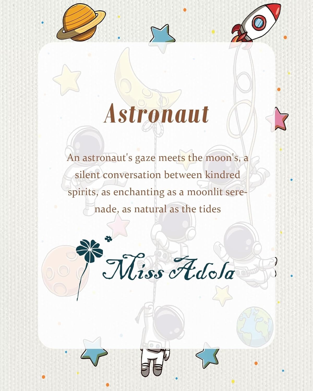 image:imageMiss Adola Aesthetic Canvas Tote Bag for Women Sturdy Cloth Cotton Totes Bag with Pattern Shoulder BagAstronaut