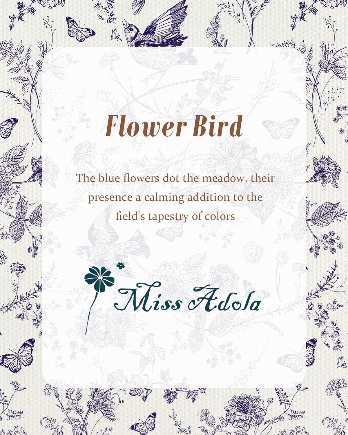 image:imageMiss Adola Aesthetic Canvas Tote Bag for Women Sturdy Cloth Cotton Totes Bag with Pattern Shoulder BagFlower Bird