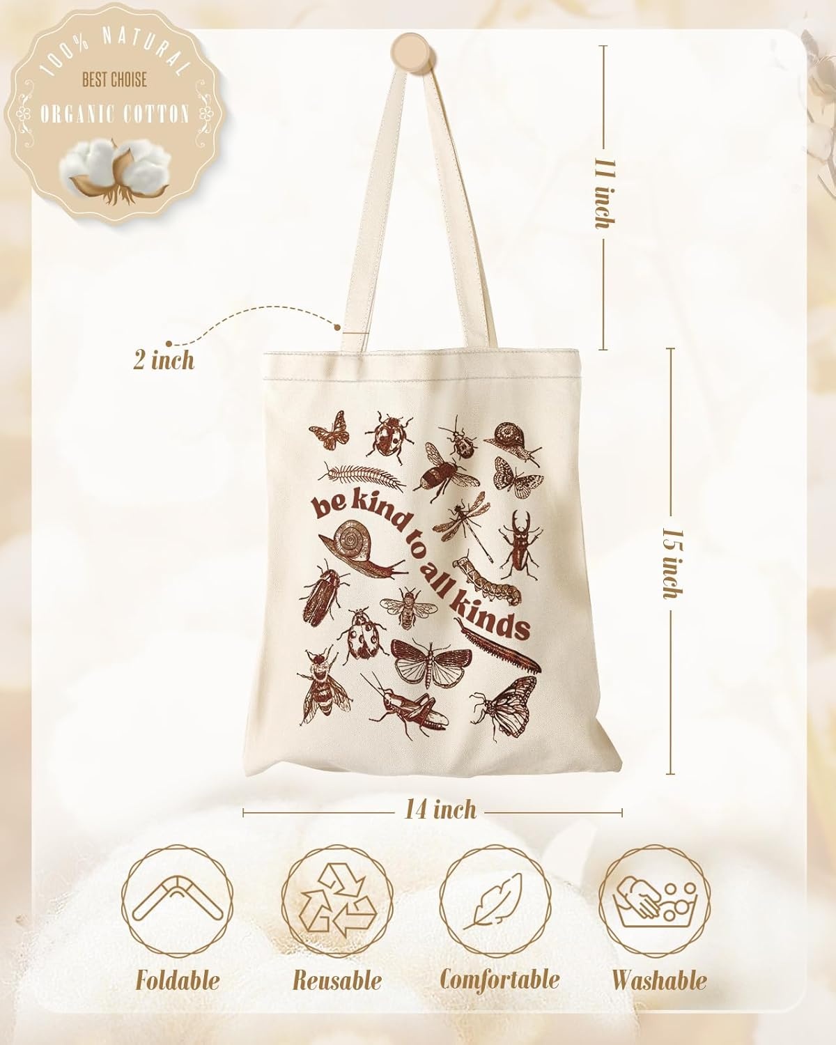 image:imageMiss Adola Aesthetic Canvas Tote Bag for Women Sturdy Cloth Cotton Totes Bag with Pattern Shoulder BagKind Kuncong