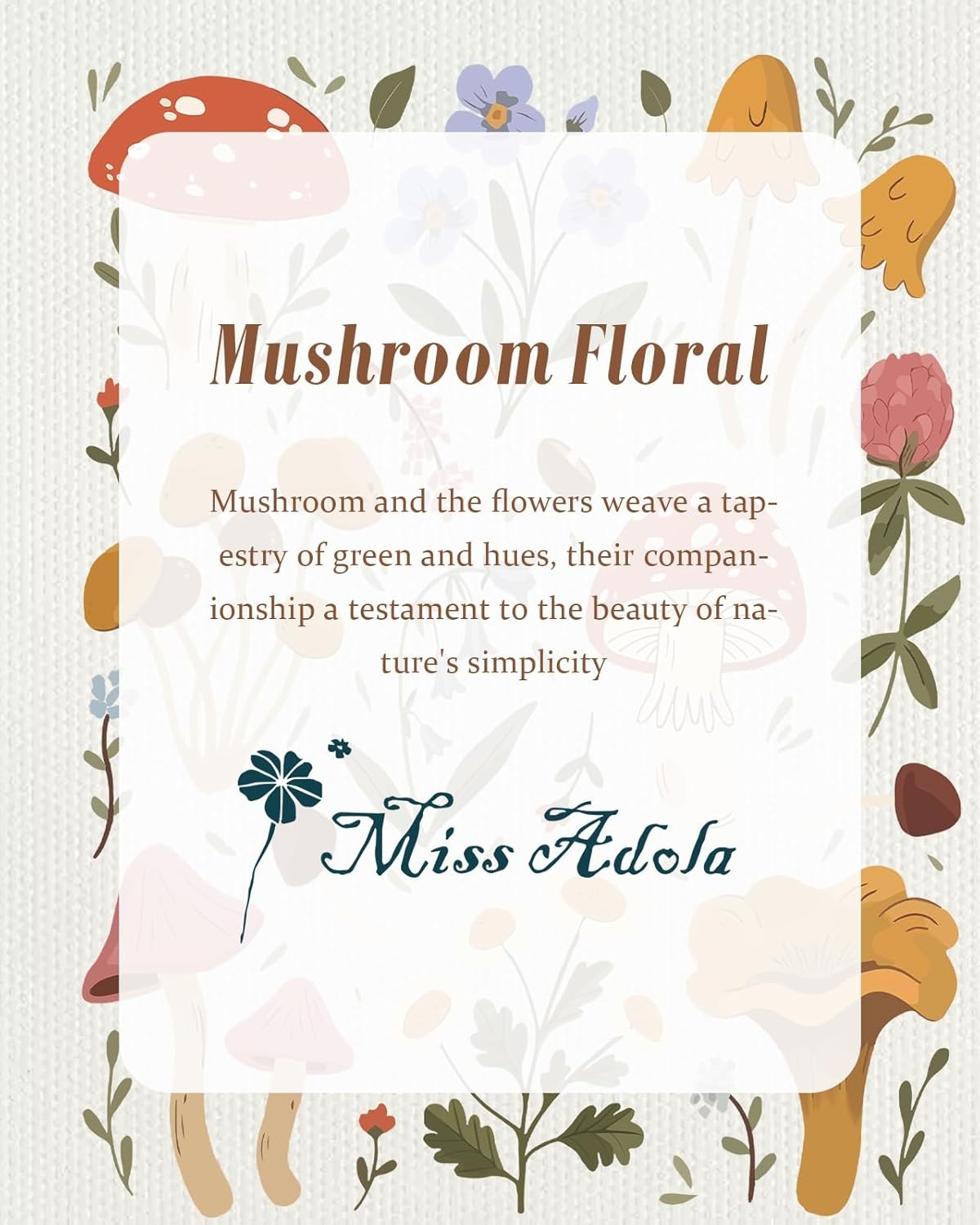 image:imageMiss Adola Aesthetic Canvas Tote Bag for Women Sturdy Cloth Cotton Totes Bag with Pattern Shoulder BagMushroom Flora