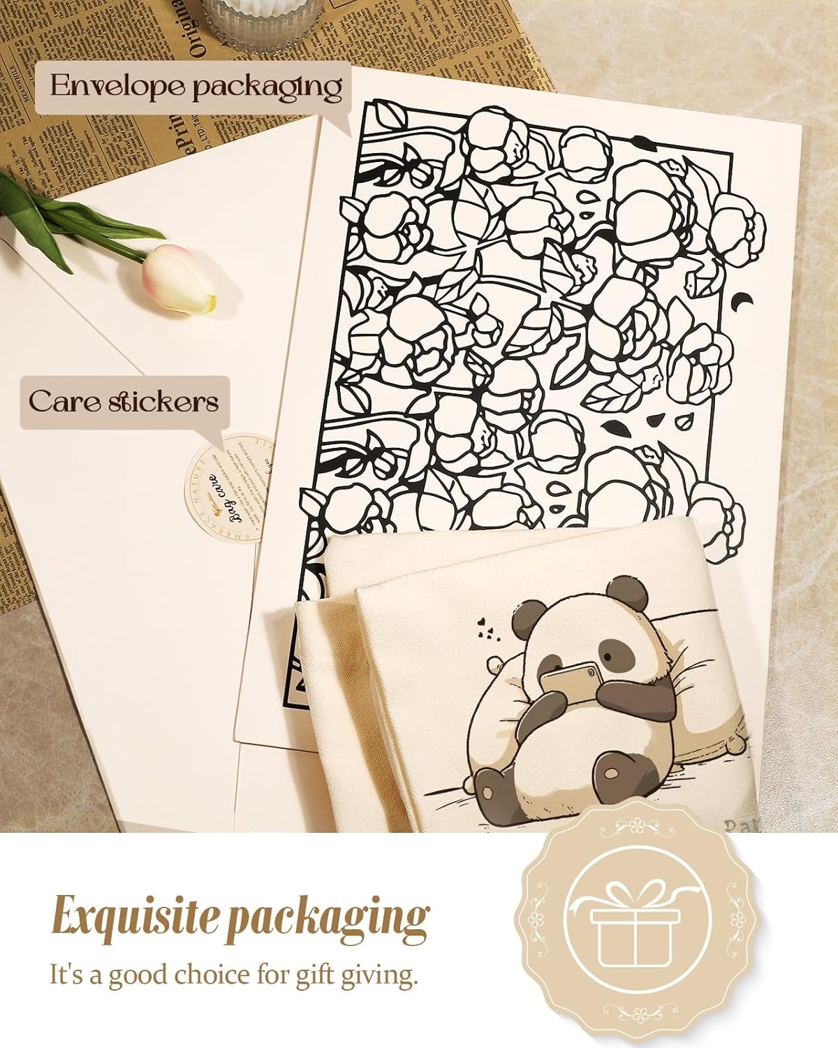 image:imageMiss Adola Aesthetic Canvas Tote Bag for Women Sturdy Cloth Cotton Totes Bag with Pattern Shoulder BagPanda